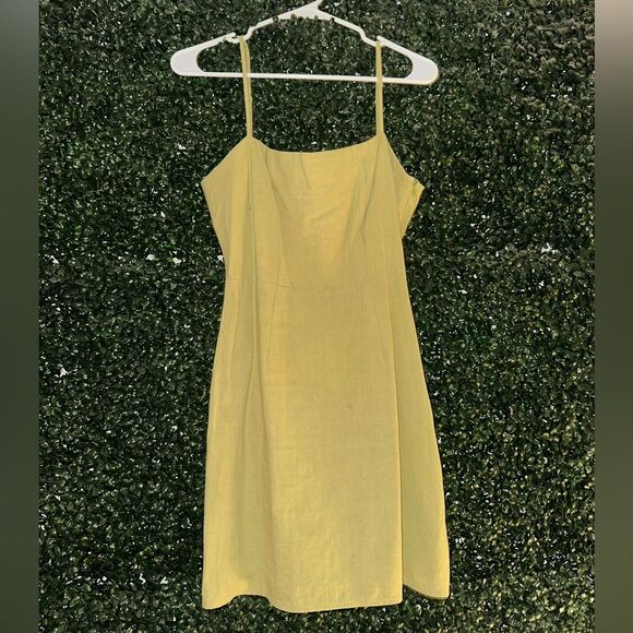 NastyGal Green Square Neck Linen Cami Dress - Spring - Size 4 - Picture 3 of 6